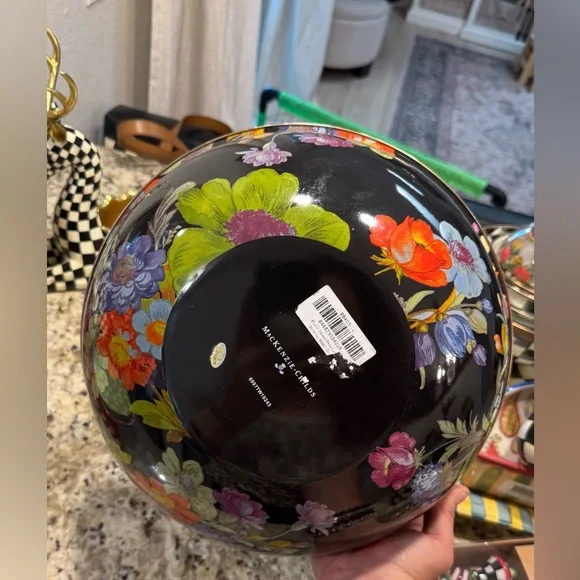 Mackenzie-Childs Black Flower Market Everyday Bowl - Picture 2 of 3